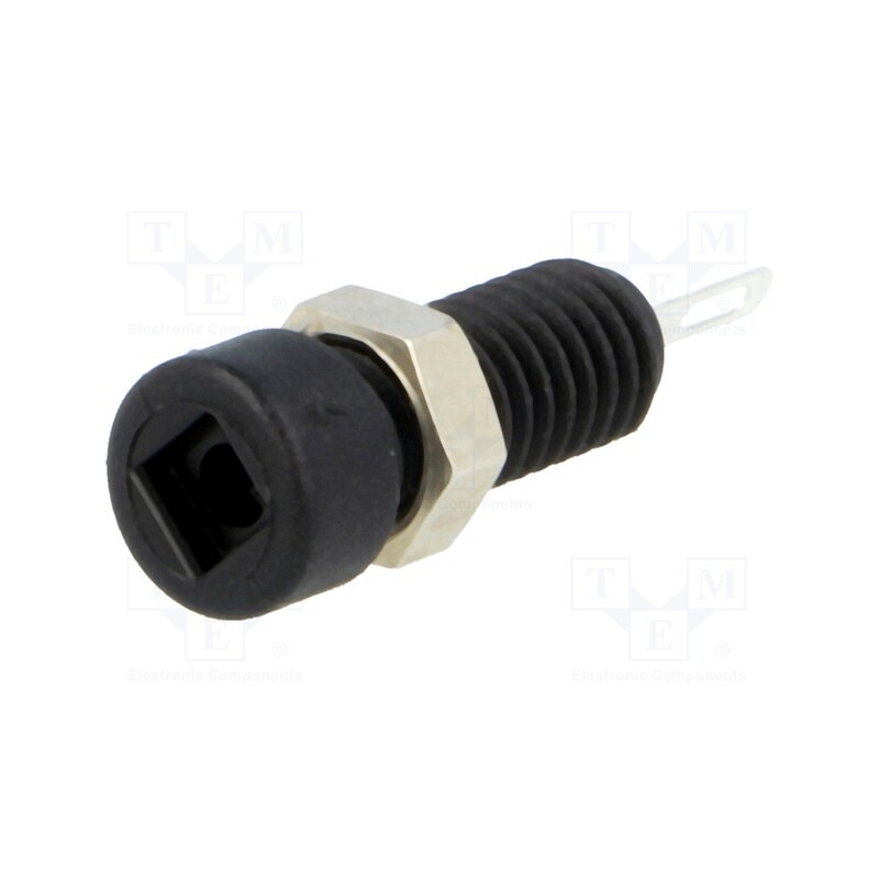 1 pcs x HIRSCHMANN T&M - MBI 1 SW - Socket, 2mm banana, 6A, Overall len: 21mm, black, on panel,screw