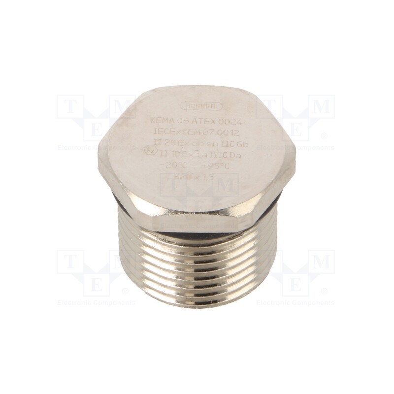 1 pcs x HUMMEL - 1.875.2000.50 - Stopper, M20, 1.5, IP68, brass, Plating: nickel, V-Ms-Ex-d, -20÷95°C