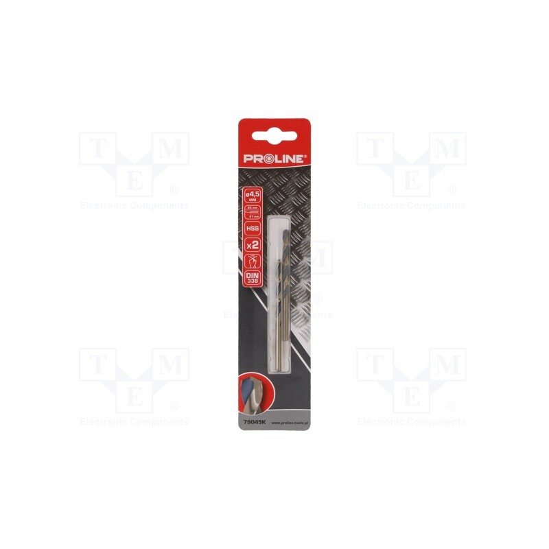 1 set x PROLINE - 79045K - Drill bit, for metal, Ø: 4.5mm, 2pcs, Features: grind blade