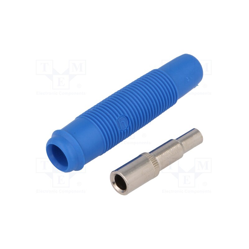 1 pcs x HIRSCHMANN T&M - KUN 30 BL - Socket, 4mm banana, 16A, 60VDC, blue, nickel plated, on cable, 3mΩ