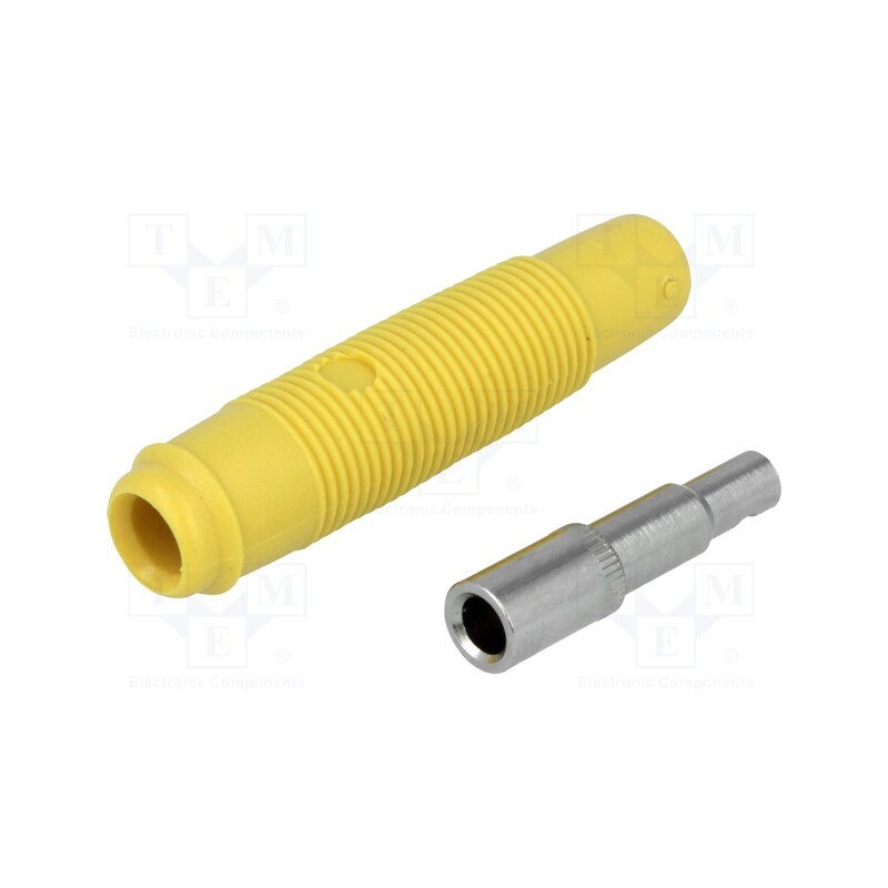 1 pcs x HIRSCHMANN T&M - KUN 30 GE - Socket, 4mm banana, 16A, 60VDC, yellow, nickel plated, on cable