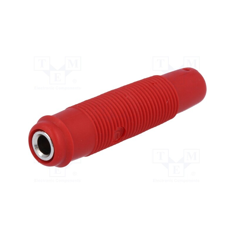 1 pcs x HIRSCHMANN T&M - KUN 30 RT - Socket, 4mm banana, 16A, 60VDC, red, nickel plated, on cable, 3mΩ