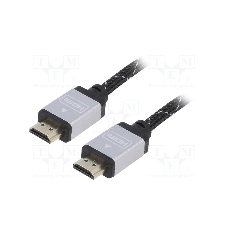 1 pcs x GEMBIRD - CCB-HDMIL-5M - Cable, HDMI 1.4, HDMI plug,both sides, textile, 5m, black, 30AWG