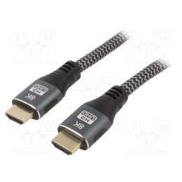 1 pcs x GEMBIRD - CCB-HDMI8K-3M - Cable, HDMI 2.1, HDMI plug,both sides, textile, 3m, black, Core: Cu