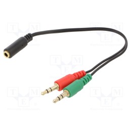 1 pcs x GEMBIRD - CCA-418 - Cable, Jack 3.5mm 3pin plug x2,Jack 3.5mm 4pin socket, 0.2m