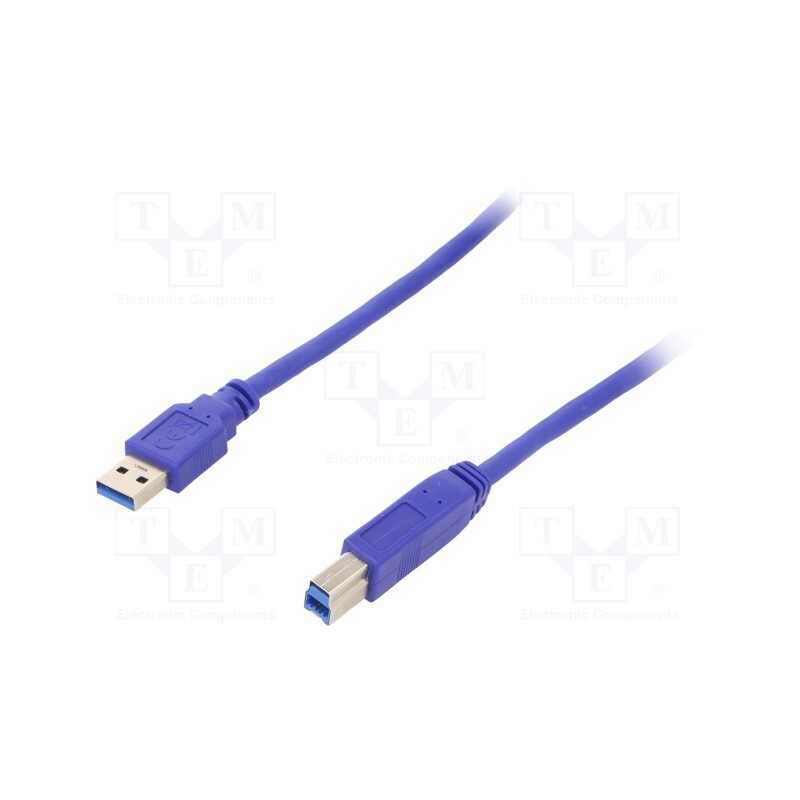 1 pcs x GEMBIRD - CCP-USB3-AMBM-10 - Cable, USB 3.0, USB A plug,USB B plug, gold-plated, 3m, blue, PVC