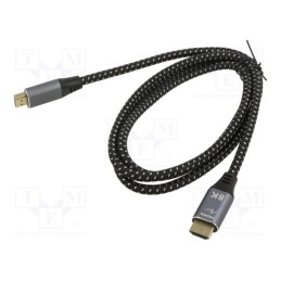 1 pcs x ART - KABH AL-06 - Cable, HDMI 2.1, HDMI plug,both sides, textile, 1.5m, black, 30AWG