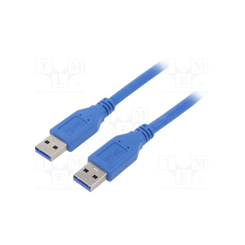 1 pcs x AKYGA - AK-USB-14 - Cable, USB 3.0, USB A plug,both sides, nickel plated, 1.8m, blue