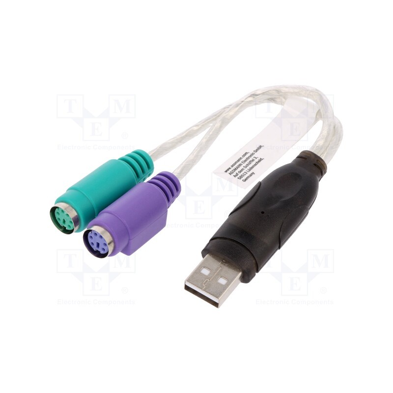 1 pcs x DIGITUS - DA-70118 - Adapter USB-PS2, PS/2 socket x2,USB A plug, USB 1.1