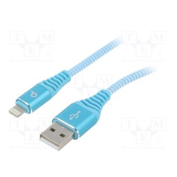 1 pcs x GEMBIRD - CC-USB2B-AMLM-1M-VW - Cable, USB 2.0, Apple Lightning plug,USB A plug, gold-plated, 1m