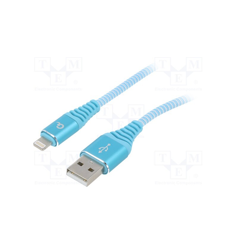 1 pcs x GEMBIRD - CC-USB2B-AMLM-1M-VW - Cable, USB 2.0, Apple Lightning plug,USB A plug, gold-plated, 1m