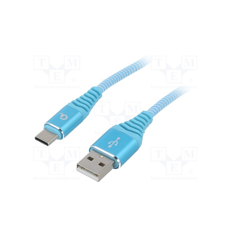 1 pcs x GEMBIRD - CC-USB2B-AMCM-1M-VW - Cable, USB 2.0, USB A plug,USB C plug, gold-plated, 1m, turquoise