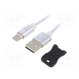 1 pcs x GEMBIRD - CC-USB2-AMUCMM-1M - Cable, magnetic,USB 2.0, USB A plug,USB C plug, 1m, white