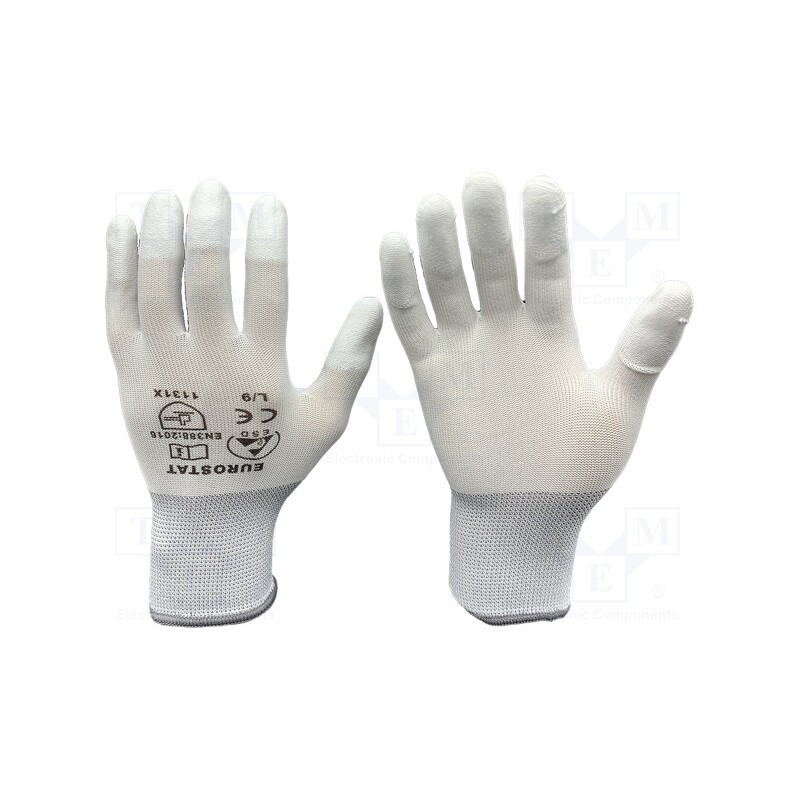 1 set x EUROSTAT GROUP - 51-680-1500B - Protective gloves, ESD, S, white, &lt,10MΩ