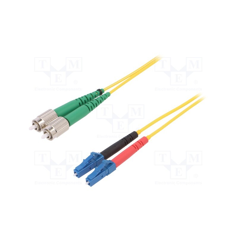1 pcs x FIBRAIN - G-LC-FCA-S-001.0-DX-D-18-Y - Fiber patch cord, FC/APC,LC/UPC, 1m, Optical fiber: 9/125um, Gold