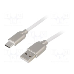 1 pcs x GEMBIRD - CC-USB2R-AMCM-2M-W - Cable, USB 2.0, USB A plug,USB C plug, gold-plated, 2m, white