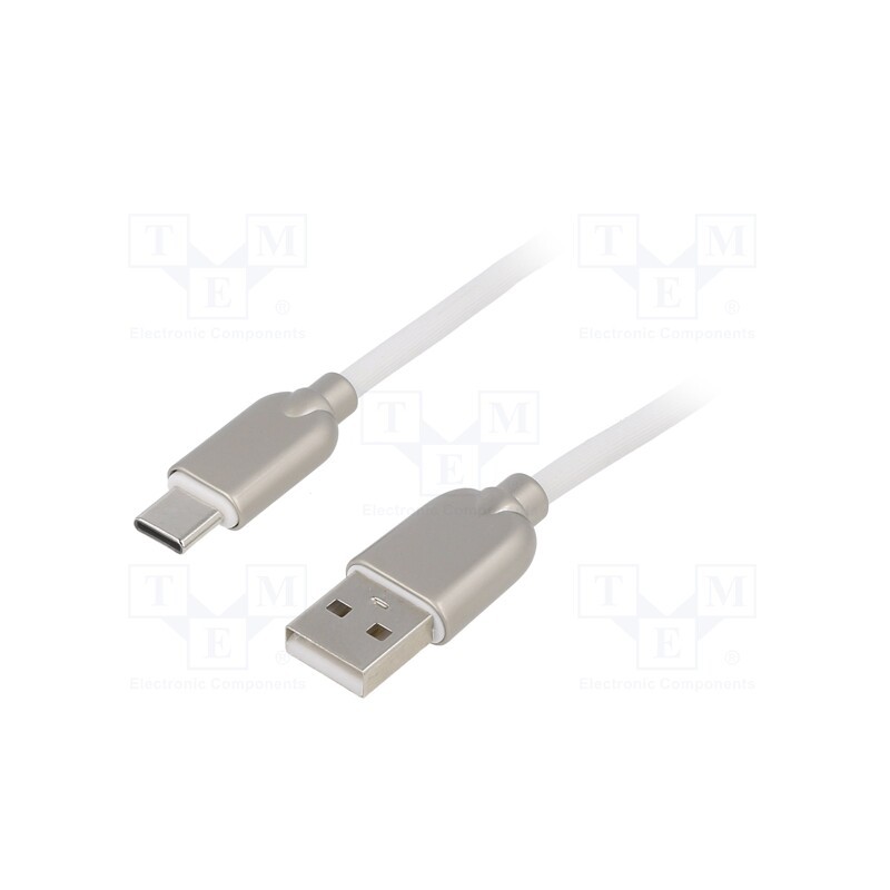 1 pcs x GEMBIRD - CC-USB2R-AMCM-2M-W - Cable, USB 2.0, USB A plug,USB C plug, gold-plated, 2m, white