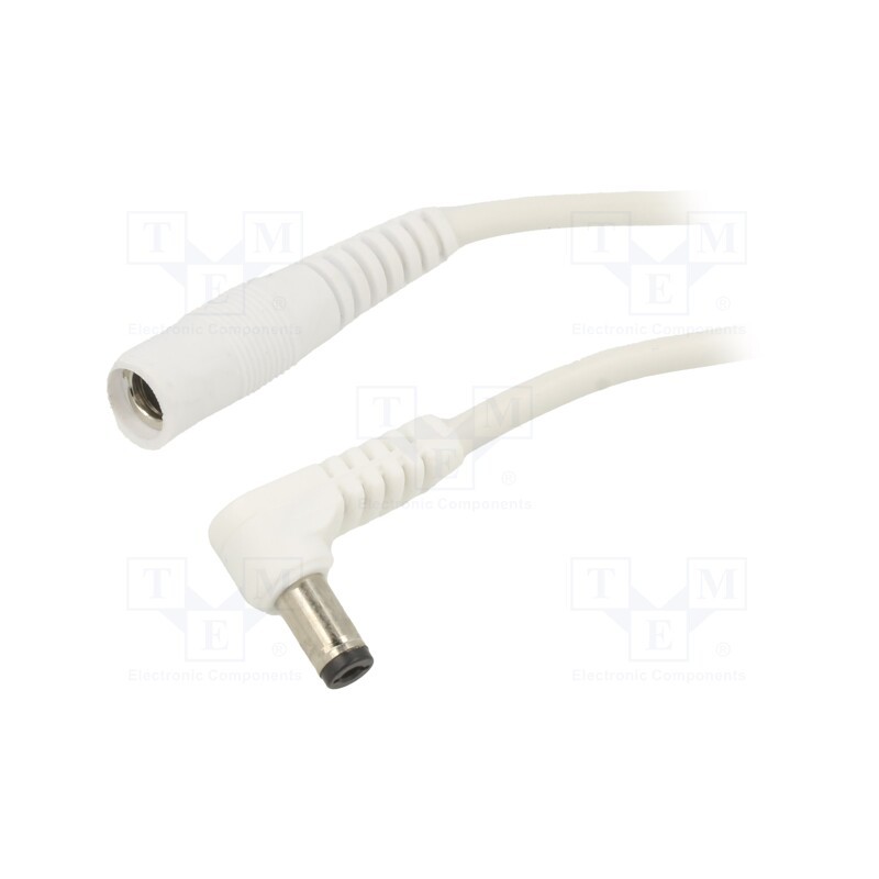 1 pcs x WEST POL - A21-C21-C100-150WH - Cable, 1x1mm2, DC 5,5/2,1 plug,DC 5,5/2,1 socket, angled, white