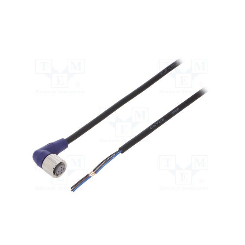 1 pcs x OMRON - XS2F-LM12PVC3A2M - Connection lead, M12, PIN: 3, angled, 2m, plug, 0.8A, -10÷65°C, PVC