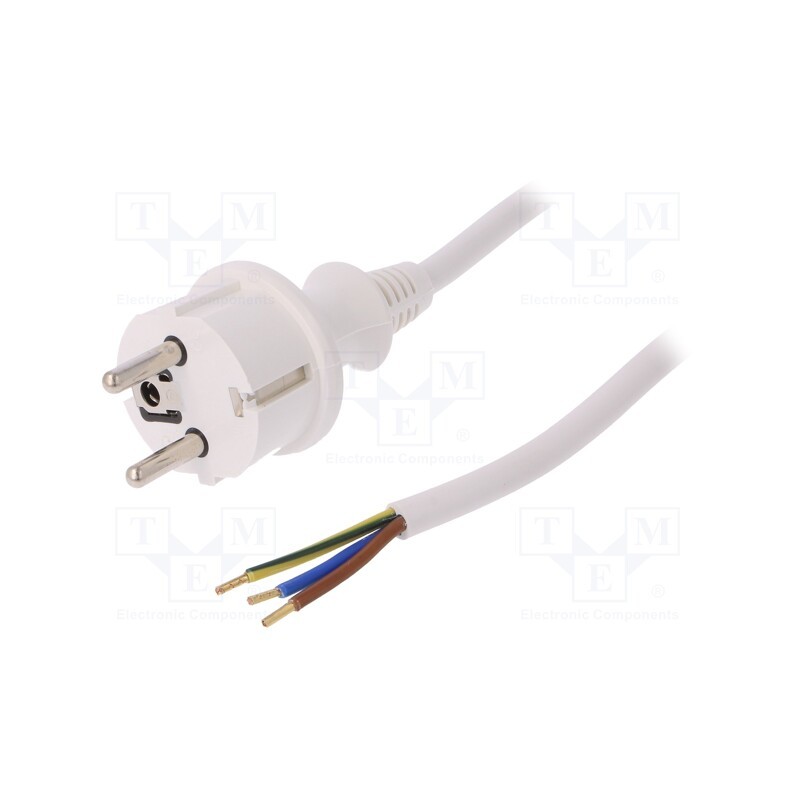1 pcs x PLASTROL - W-98387 - Cable, 3x1.5mm2, CEE 7/7 (E/F) plug,wires,SCHUKO plug, PVC, 5m