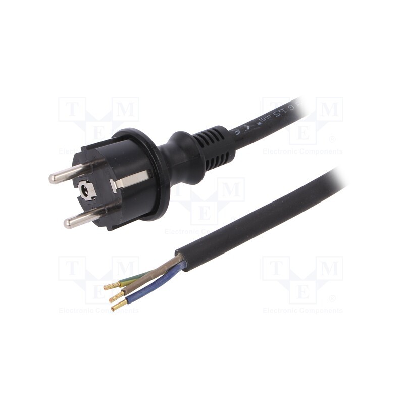 1 pcs x PLASTROL - W-97216 - Cable, 3x1.5mm2, CEE 7/7 (E/F) plug,wires,SCHUKO plug, rubber