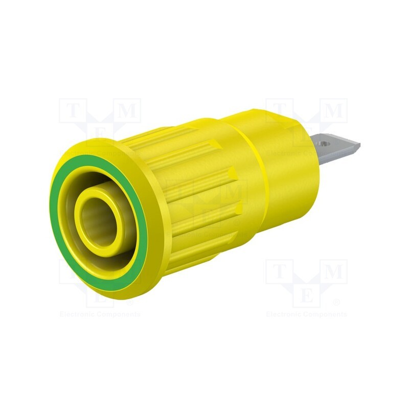 1 pcs x STu00c4UBLI - 49.7079-20 - Socket, 4mm banana, 24A, 1kV, Cutout: Ø12.2mm, yellow-green, brass