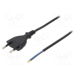 1 pcs x PLASTROL - W-97140 - Cable, 2x0.5mm2, CEE 7/16 (C) plug,wires, PVC, 3m, black, 2.5A