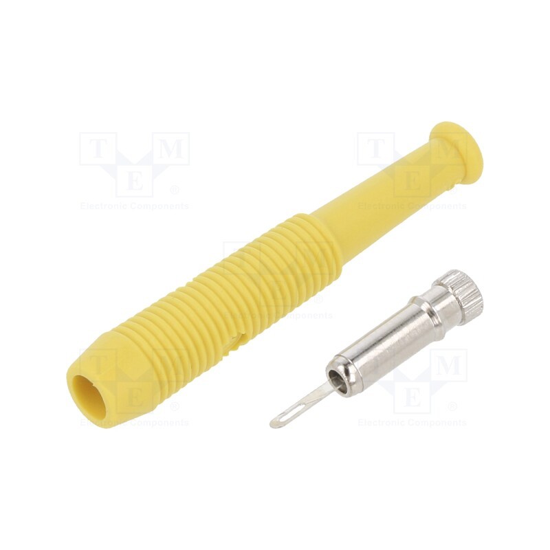 1 pcs x HIRSCHMANN T&M - MKU 1 GE - Socket, 2mm banana, 6A, 60VDC, Overall len: 39mm, yellow, on cable