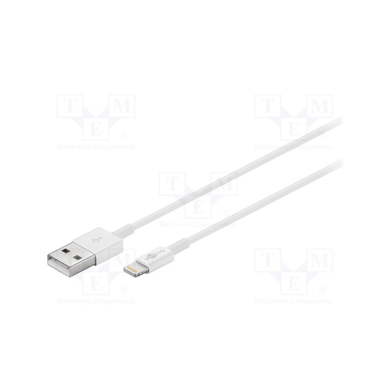 1 pcs x Goobay - 54600 - Cable, USB 2.0, Apple Lightning plug,USB A plug, 1m, white