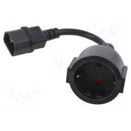 1 pcs x QOLTEC - 53906 - Mains, Sockets: 1, CEE 7/3 (F) socket,IEC C14 male, black, 0.15m