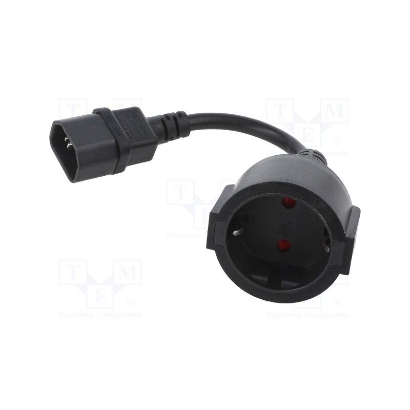 1 pcs x QOLTEC - 53906 - Mains, Sockets: 1, CEE 7/3 (F) socket,IEC C14 male, black, 0.15m