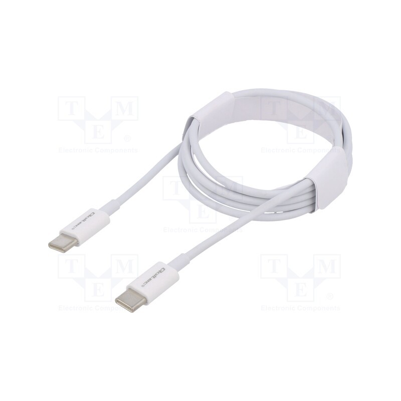 1 pcs x QOLTEC - 52359 - Cable, USB 2.0, USB C plug,both sides, 1m, white, 480Mbps, 60W
