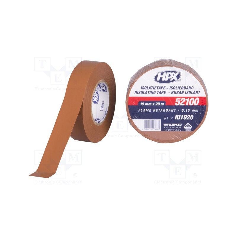5 rol x HPX - IU1920 - Tape: electrical insulating, W: 19mm, L: 20m, Thk: 0.15mm, brown