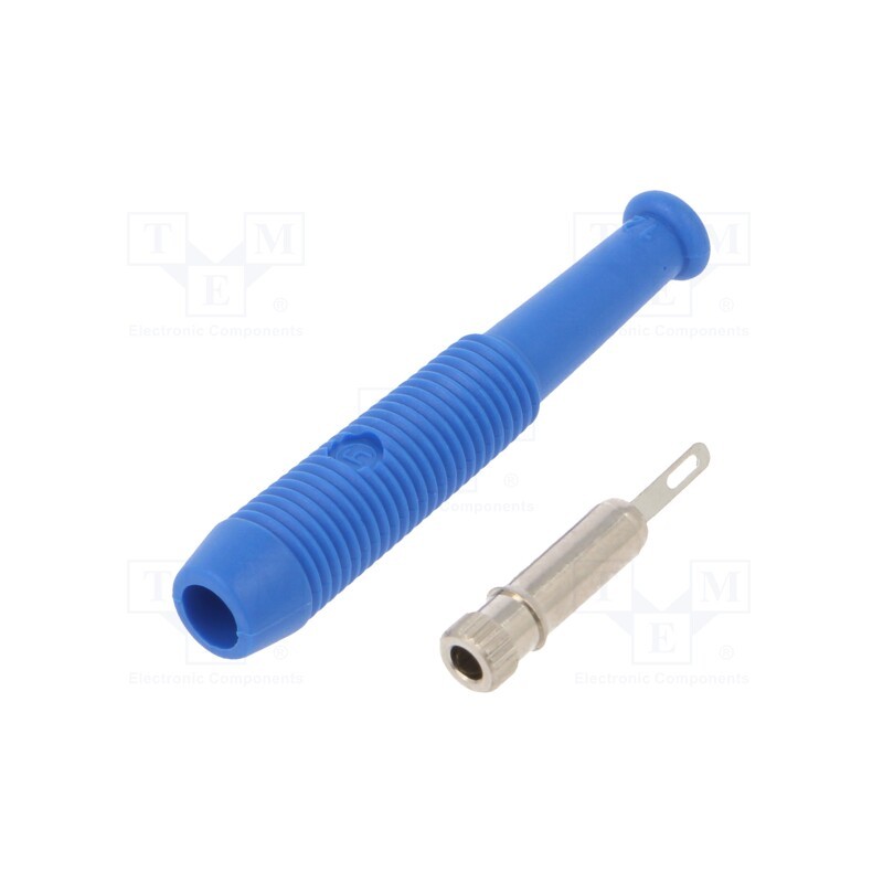 1 pcs x HIRSCHMANN T&M - MKU 1 BL - Socket, 2mm banana, 6A, 60VDC, Overall len: 39mm, blue, on cable