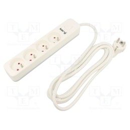 1 pcs x KERG - M02396 - Extension lead, 3x1.5mm2, Sockets: 4, PVC, white, 3m, 16A