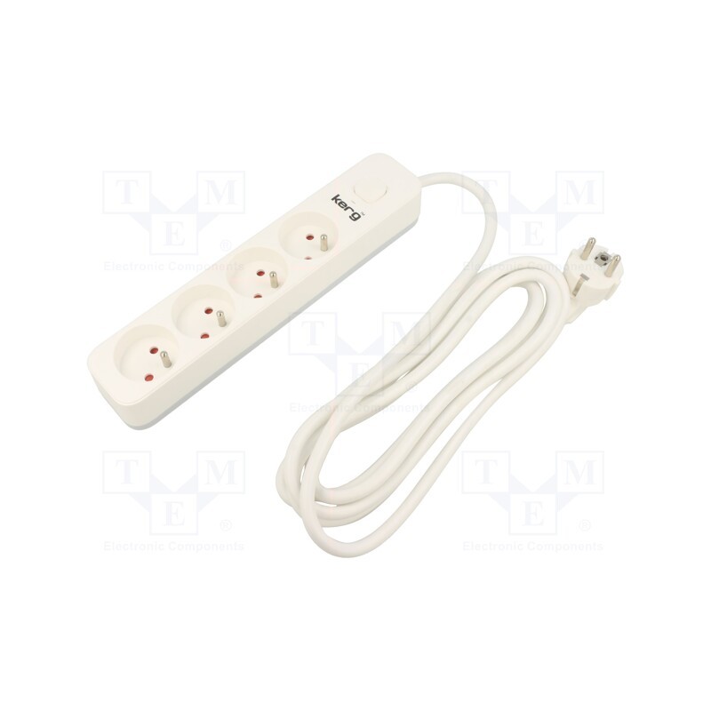 1 pcs x KERG - M02396 - Extension lead, 3x1.5mm2, Sockets: 4, PVC, white, 3m, 16A