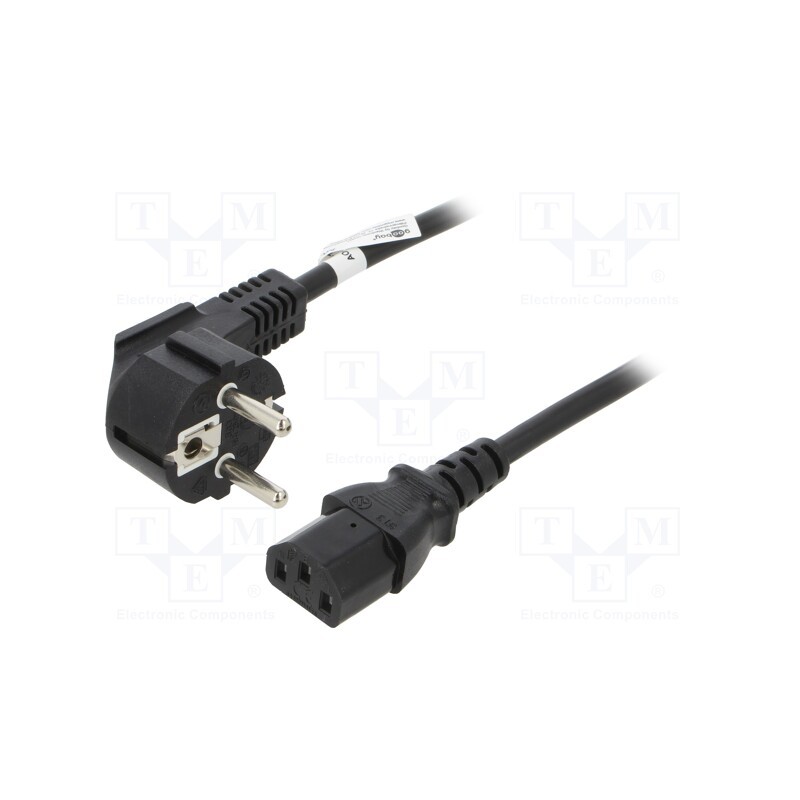 1 pcs x Goobay - 50077 - Cable, CEE 7/7 (E/F) plug angled,IEC C13 female, PVC, 2m, black