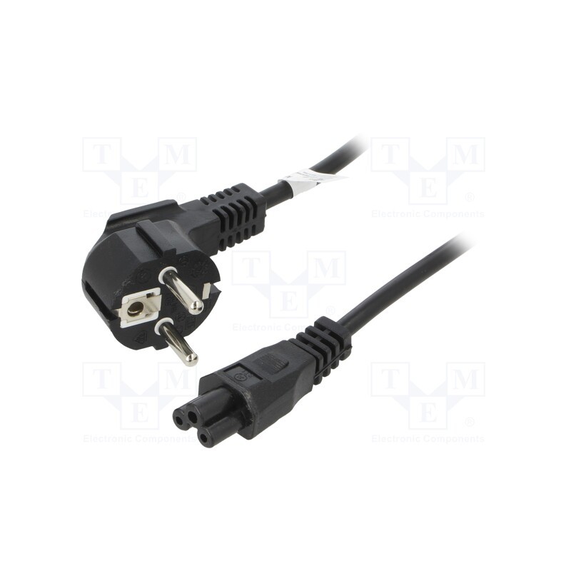 1 pcs x Goobay - 68004 - Cable, CEE 7/7 (E/F) plug angled,IEC C5 female, PVC, 1.8m, black