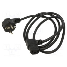 1 pcs x GEMBIRD - PC-186A-VDE1B-1.5M - Cable, 3x1mm2, CEE 7/7 (E/F) plug angled,IEC C13 female 90°