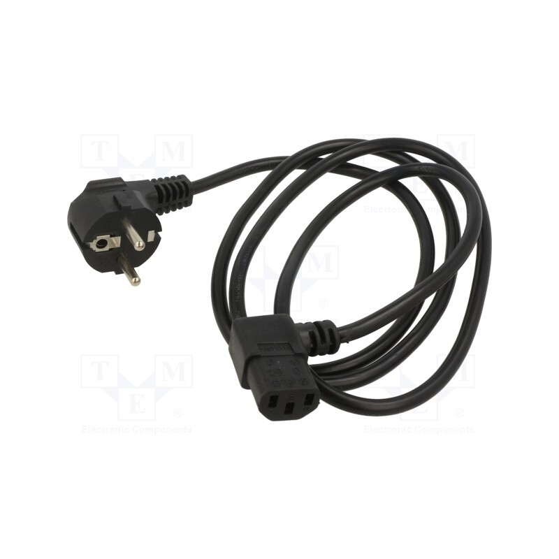 1 pcs x GEMBIRD - PC-186A-VDE1B-1.5M - Cable, 3x1mm2, CEE 7/7 (E/F) plug angled,IEC C13 female 90°