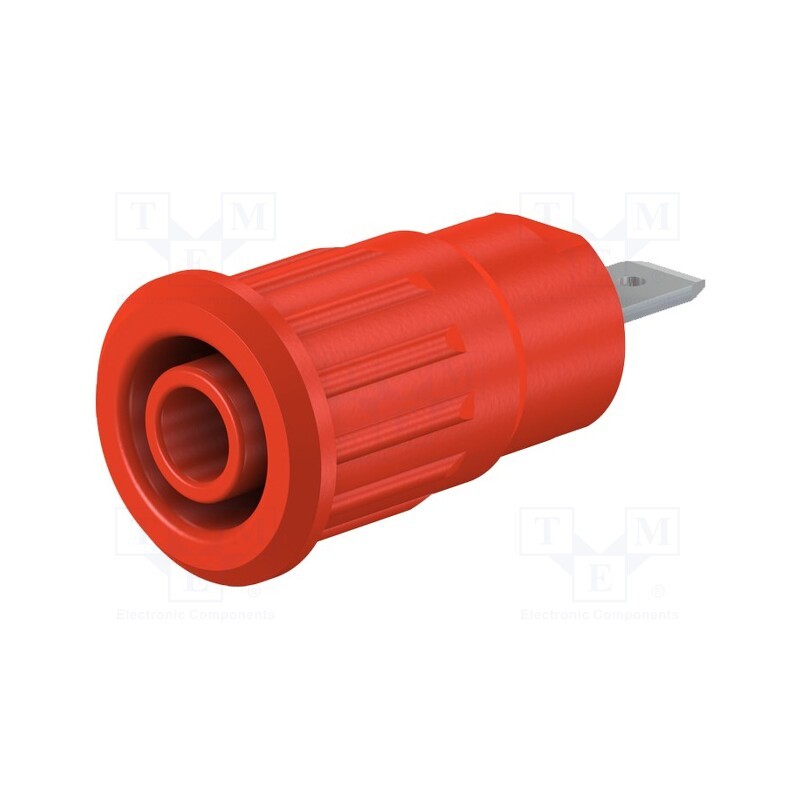 1 pcs x STu00c4UBLI - 49.7079-22 - Socket, 4mm banana, 24A, 1kV, Cutout: Ø12.2mm, red, nickel plated