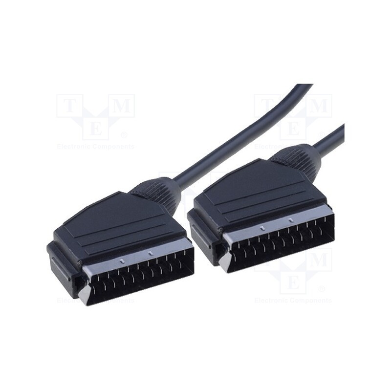 1 pcs x Goobay - 11703 - Cable, SCART plug,both sides, 2m, black