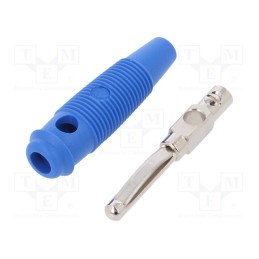 1 pcs x HIRSCHMANN T&M - VQ 20 BL - Plug, 4mm banana, 16A, 60VDC, blue, 3mΩ, 1.5mm2, nickel plated
