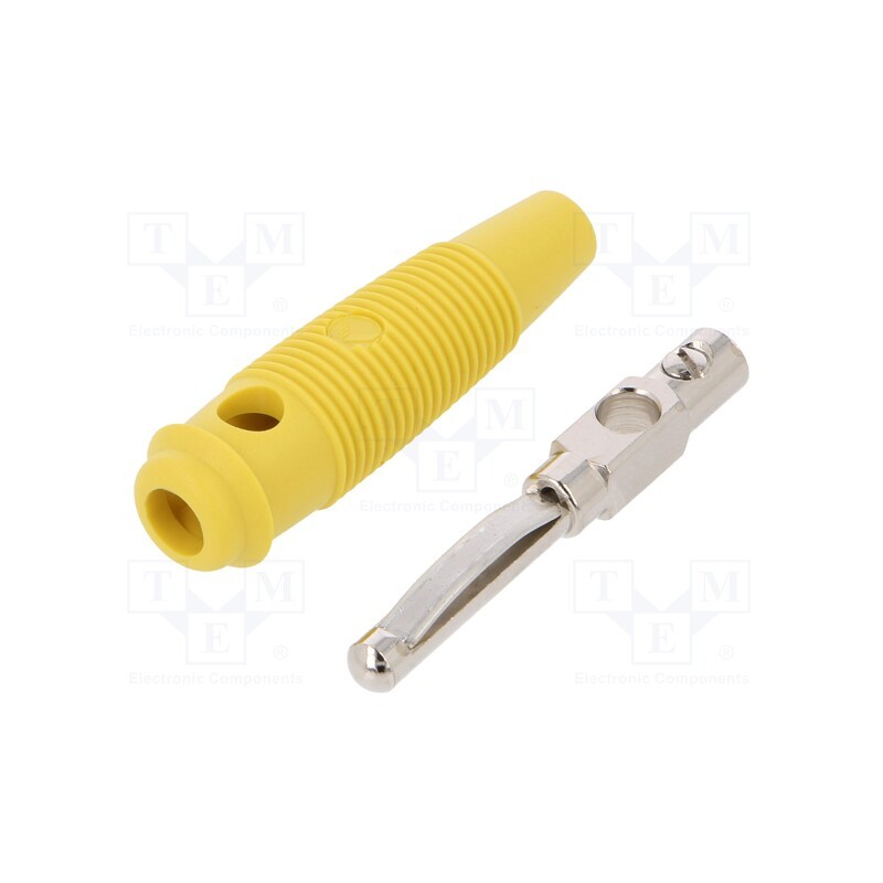 1 pcs x HIRSCHMANN T&M - VQ 20 GE - Plug, 4mm banana, 16A, 60VDC, yellow, 3mΩ, 1.5mm2, nickel plated