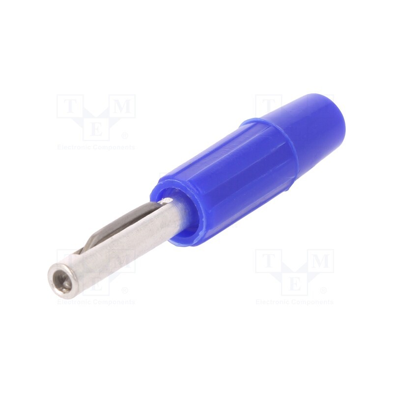 1 pcs x DELTRON - 550-0200 - Plug, 4mm banana, 10A, 60VDC, blue, non-insulated, for cable, 10mΩ