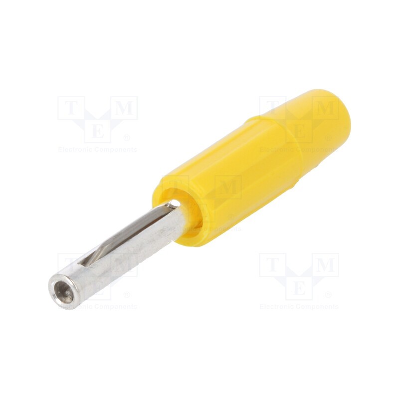 1 pcs x DELTRON - 550-0700 - Plug, 4mm banana, 10A, 60VDC, yellow, non-insulated, for cable