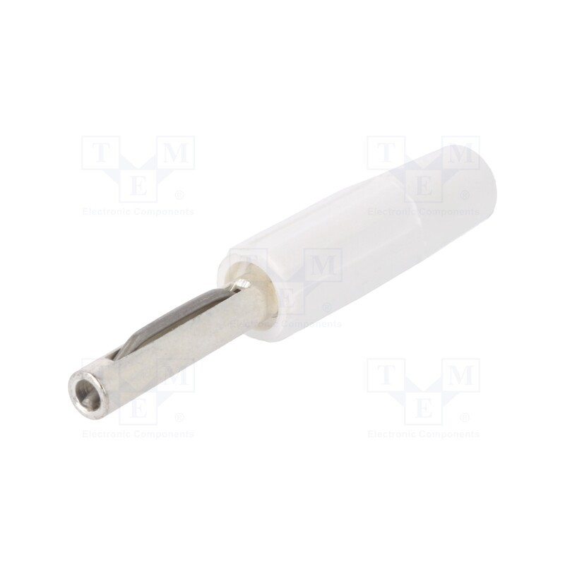 1 pcs x DELTRON - 550-0600 - Plug, 4mm banana, 10A, 60VDC, white, non-insulated, for cable, 10mΩ