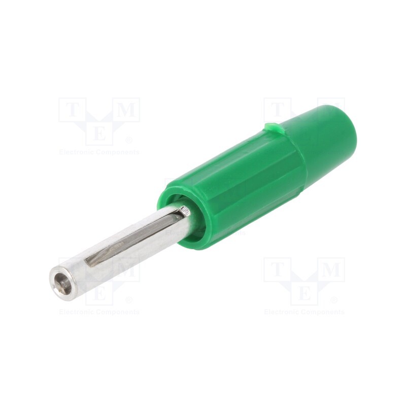 1 pcs x DELTRON - 550-0400 - Plug, 4mm banana, 10A, 60VDC, green, non-insulated, for cable, 10mΩ