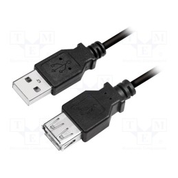 1 pcs x LOGILINK - CU0012B - Cable, USB 2.0, USB A socket,USB A plug, nickel plated, 5m, black