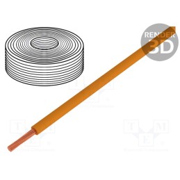 1 rol x DONAU ELEKTRONIK - 125-057 - Wire, stranded, Cu, 0.25mm2, PVC, orange, 100V, 50m, Class: 5